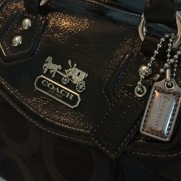 EUC. Coach black signature hobo. - Picture 2 of 8